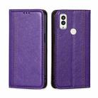 For Kyocera Android One S9 Grid Texture Magnetic Flip Leather Phone Case(Purple) - 1