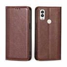 For Kyocera Android One S9 Grid Texture Magnetic Flip Leather Phone Case(Brown) - 1