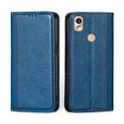 For Kyocera KY-51B Grid Texture Magnetic Flip Leather Phone Case(Blue) - 1