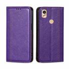 For Kyocera KY-51B Grid Texture Magnetic Flip Leather Phone Case(Purple) - 1