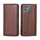 For Blackview A55 Pro Grid Texture Magnetic Flip Leather Phone Case(Brown) - 1