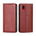 For Sharp Simple Sumaho 6 / A201SH Grid Texture Magnetic Flip Leather Phone Case(Red) - 1