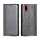For Sharp Simple Sumaho 6 / A201SH Grid Texture Magnetic Flip Leather Phone Case(Grey) - 1
