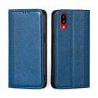 For Sharp Simple Sumaho 6 / A201SH Grid Texture Magnetic Flip Leather Phone Case(Blue) - 1