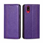 For Sharp Simple Sumaho 6 / A201SH Grid Texture Magnetic Flip Leather Phone Case(Purple) - 1