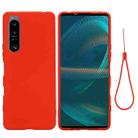 For Sony Xperia 1 IV Pure Color Liquid Silicone Shockproof Phone Case(Red) - 1