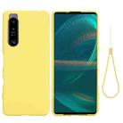 For Sony Xperia 1 IV Pure Color Liquid Silicone Shockproof Phone Case(Yellow) - 1