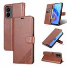 For OPPO A57 5G/Realme Q5i/Realme V23 AZNS Sheepskin Texture Flip Leather Phone Case(Brown) - 1