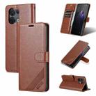 For OPPO Reno8/Reno8 Pro AZNS Sheepskin Texture Flip Leather Phone Case(Brown) - 1