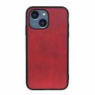 For iPhone 14 Accurate Hole Two-color Calf Texture Shockproof Phone Case (Red) - 1