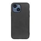 For iPhone 14 Plus  Accurate Hole Two-color Calf Texture Shockproof Phone Case (Black) - 1