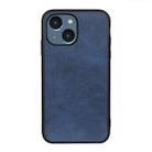 For iPhone 14 Plus  Accurate Hole Two-color Calf Texture Shockproof Phone Case (Blue) - 1