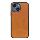 For iPhone 14 Plus  Accurate Hole Two-color Calf Texture Shockproof Phone Case (Brown) - 1