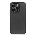 For iPhone 14 Pro Accurate Hole Two-color Calf Texture Shockproof Phone Case (Black) - 1