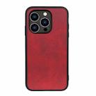 For iPhone 14 Pro Accurate Hole Two-color Calf Texture Shockproof Phone Case (Red) - 1