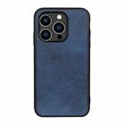 For iPhone 14 Pro Accurate Hole Two-color Calf Texture Shockproof Phone Case (Blue) - 1