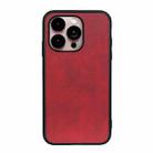 For iPhone 14 Pro Max Accurate Hole Two-color Calf Texture Shockproof Phone Case (Red) - 1