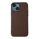 For iPhone 14 Carbon Fiber Texture Phone Case (Brown) - 1