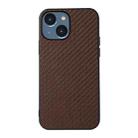 For iPhone 14 Plus  Carbon Fiber Texture Phone Case (Brown) - 1