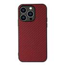 For iPhone 14 Pro Carbon Fiber Texture Phone Case (Red) - 1