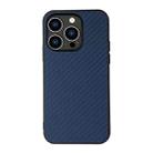 For iPhone 14 Pro Carbon Fiber Texture Phone Case (Blue) - 1