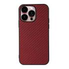 For iPhone 14 Pro Max Carbon Fiber Texture Phone Case (Red) - 1