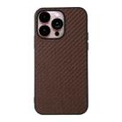 For iPhone 14 Pro Max Carbon Fiber Texture Phone Case (Brown) - 1