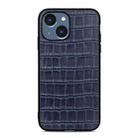 For iPhone 14 Crocodile Texture Genuine Leather Phone Case (Blue) - 1