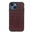 For iPhone 14 Crocodile Texture Genuine Leather Phone Case (Brown) - 1