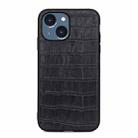 For iPhone 14 Plus  Crocodile Texture Genuine Leather Phone Case (Black) - 1