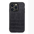 For iPhone 14 Pro Crocodile Texture Genuine Leather Phone Case (Black) - 1