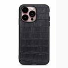 For iPhone 14 Pro Max Crocodile Texture Genuine Leather Phone Case (Black) - 1