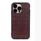 For iPhone 14 Pro Max Crocodile Texture Genuine Leather Phone Case (Brown) - 1