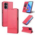 For OPPO A57 5G/Realme Q5i/Realme V23 AZNS Magnetic Calf Texture Flip Leather Phone Case(Red) - 1