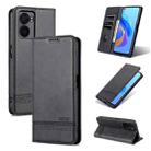For OPPO A57 5G/Realme Q5i/Realme V23 AZNS Magnetic Calf Texture Flip Leather Phone Case(Black) - 1