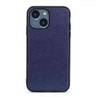 For iPhone 14 Plus  Litchi Texture Genuine Leather Phone Case (Blue) - 1