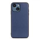 For iPhone 14 Lambskin Texture Genuine Leather Phone Case (Blue) - 1