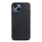 For iPhone 14 Plus  Lambskin Texture Genuine Leather Phone Case (Black) - 1