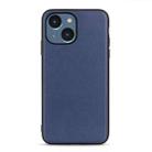 For iPhone 14 Plus  Lambskin Texture Genuine Leather Phone Case (Blue) - 1