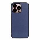 For iPhone 14 Pro Lambskin Texture Genuine Leather Phone Case (Blue) - 1