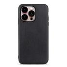 For iPhone 14 Pro Max Lambskin Texture Genuine Leather Phone Case (Black) - 1