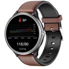 M3 1.28 inch TFT Color Screen Smart Watch, Support Bluetooth Calling/Body Temperature Monitoring, Style:Brown Leather Strap(Silver) - 1