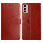 For Motorola Moto G42 Y Stitching Horizontal Flip Leather Phone Case(Brown) - 1