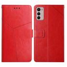 For Motorola Moto G42 Y Stitching Horizontal Flip Leather Phone Case(Red) - 1