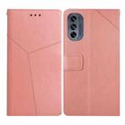 For Motorola Moto G62 5G Y Stitching Horizontal Flip Leather Phone Case(Rose Gold) - 1