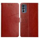 For Motorola Moto G62 5G Y Stitching Horizontal Flip Leather Phone Case(Brown) - 1