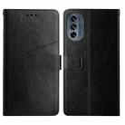 For Motorola Moto G62 5G Y Stitching Horizontal Flip Leather Phone Case(Black) - 1