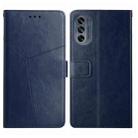 For Motorola Moto G62 5G Y Stitching Horizontal Flip Leather Phone Case(Blue) - 1