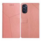 For Motorola Moto G52J 5G Y Stitching Horizontal Flip Leather Phone Case(Rose Gold) - 1