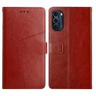 For Motorola Moto G52J 5G Y Stitching Horizontal Flip Leather Phone Case(Brown) - 1